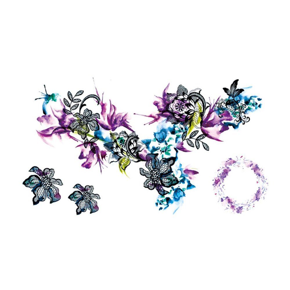 

Fresh Flower Pattern Waterproof Lasting Neck Waist Tattoo Accessory, Multi