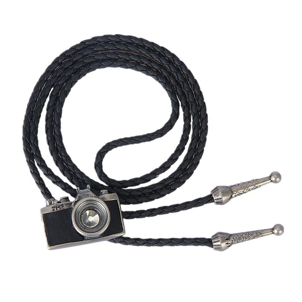 

Fashion Accessories with Leather Trim and A Camera Pendant Necklace, Silver