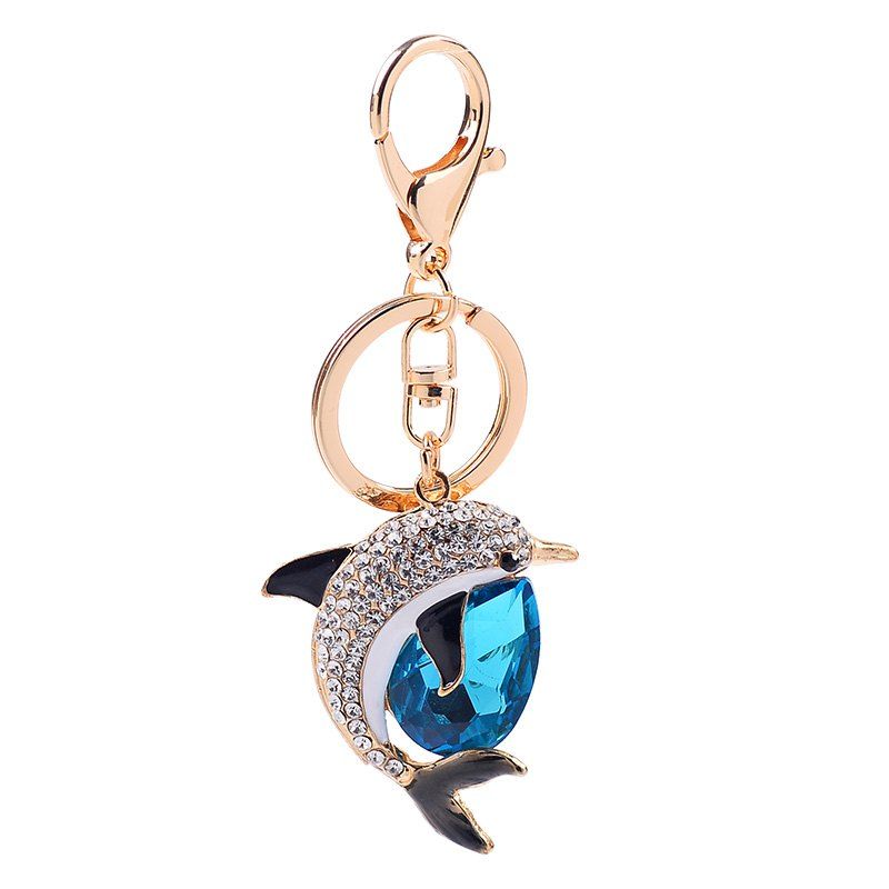 

EASYA Cute Dolphin Sparkling Charm Blingbling Keychain Crystal Rhinestone Pendan, Blue