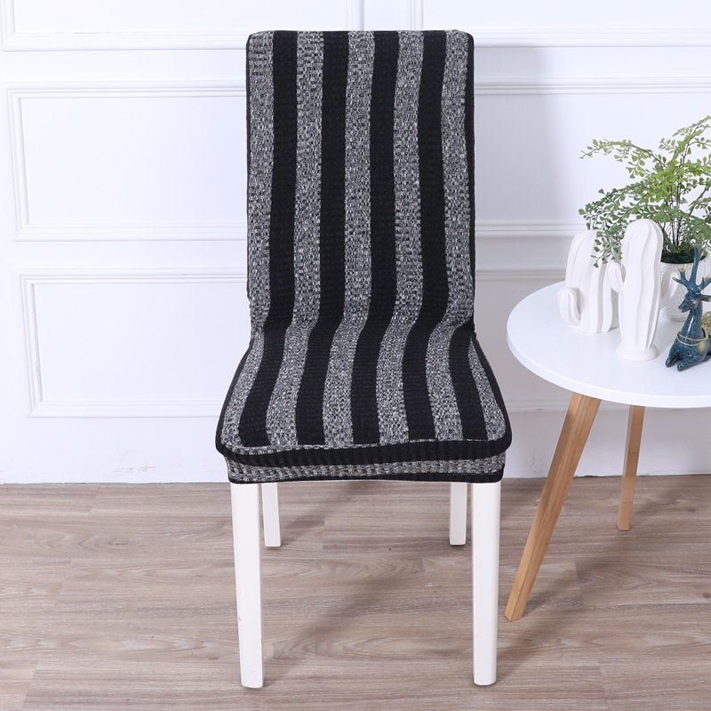 

Striped and Thickened Siamese Chair Cover, Black