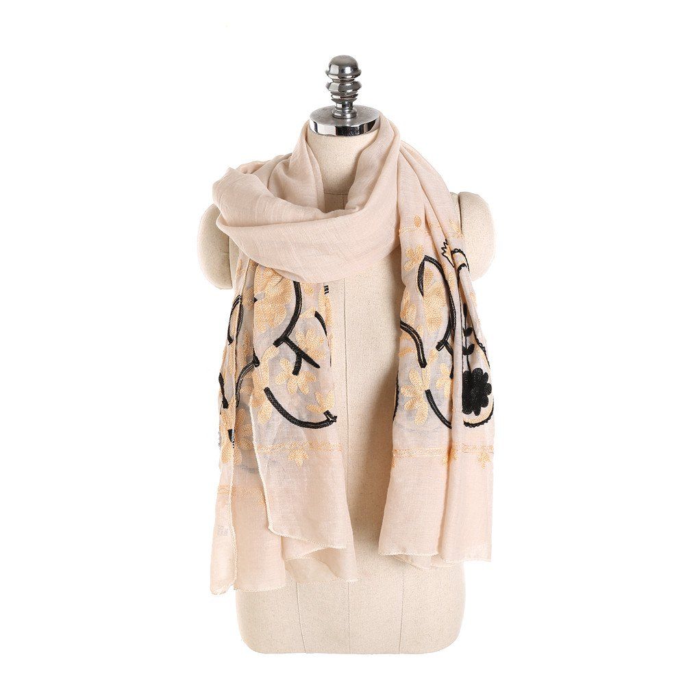

Willow Branch Cashew Flower Warm Cotton Linen Scarf, Apricot