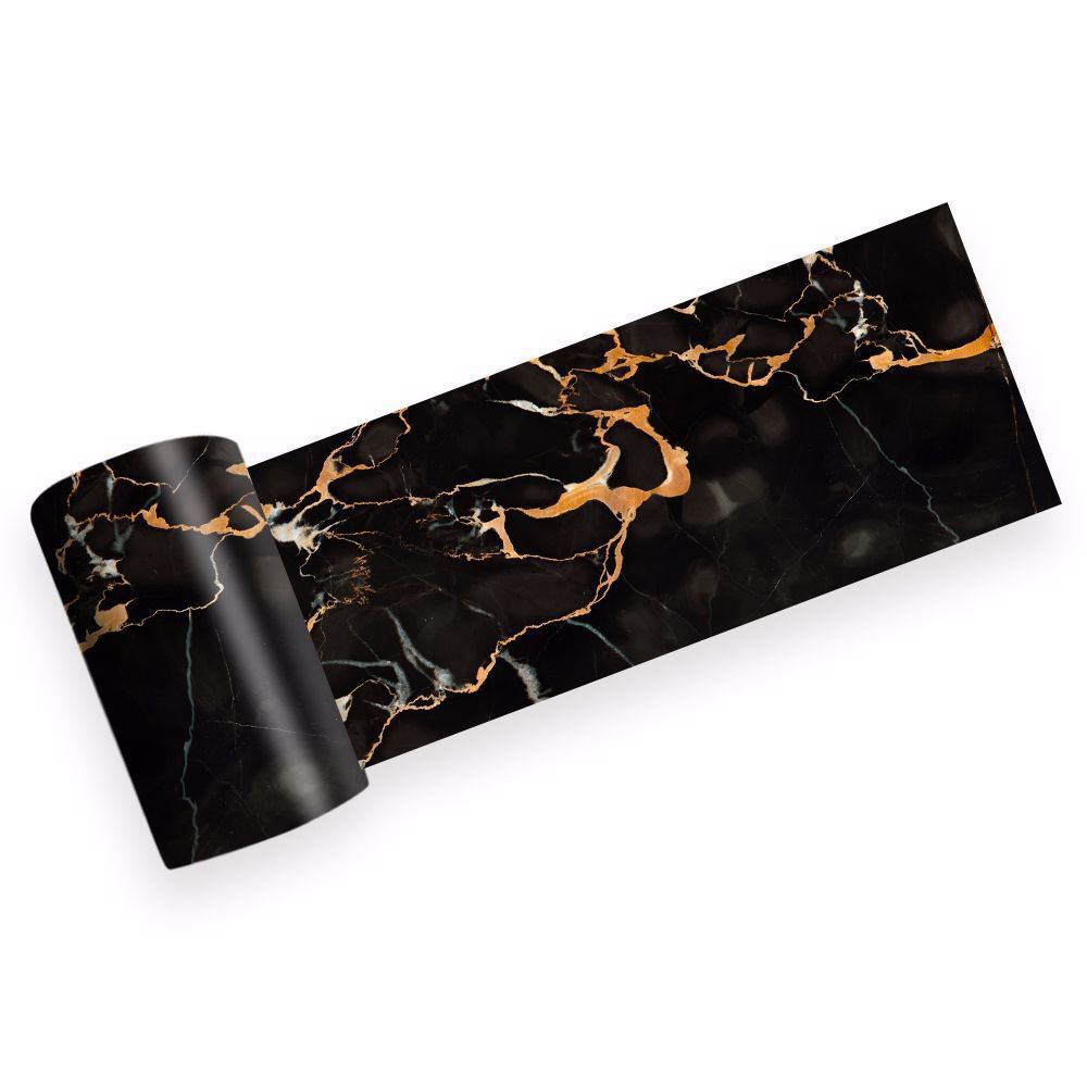 

Self-Adhesive Baseboard Waist Line Decor Waterproof PVC Marbling Wall Sticker, Midnight black