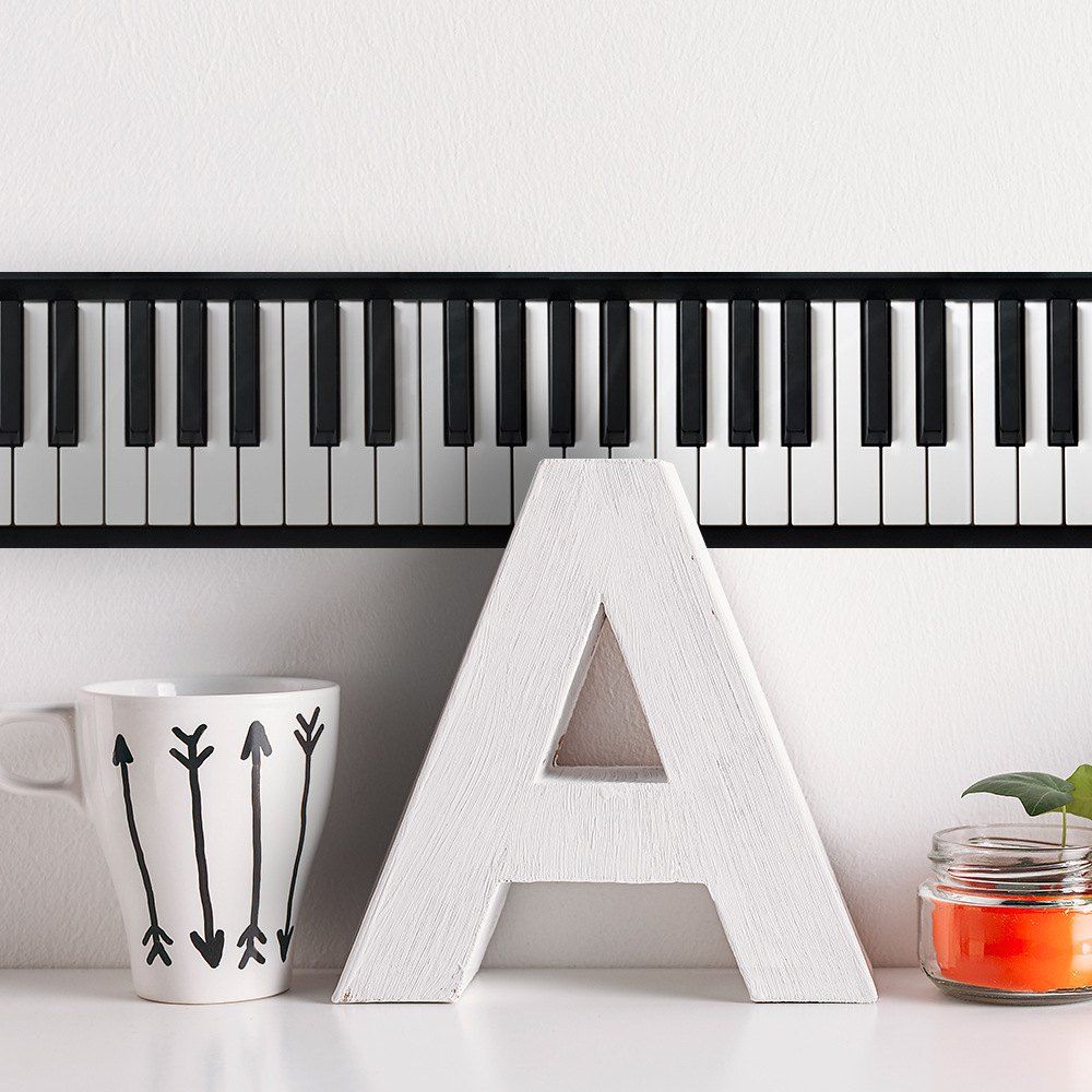 

Self-Adhesive Baseboard Waist Line Decor Piano Key Printing Wall Sticker, Multi-a