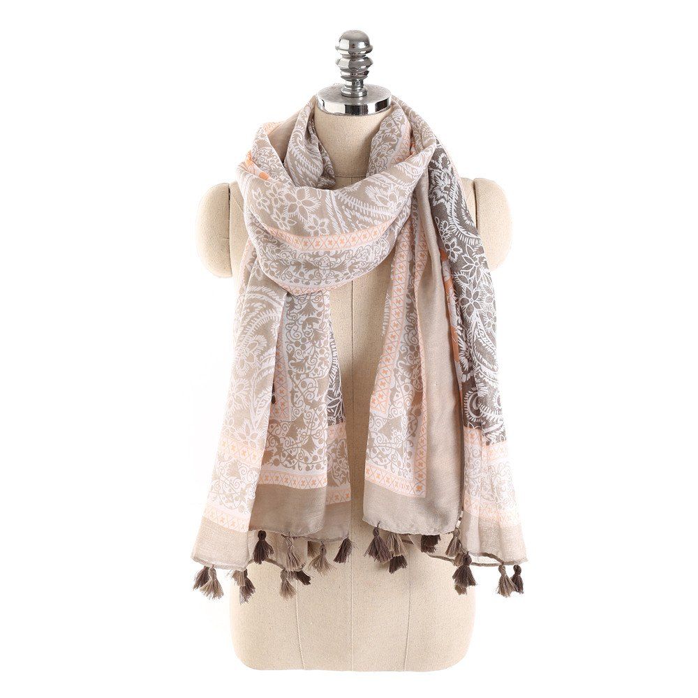 

Simple Three Color Spliced Cashew Scarf, Apricot
