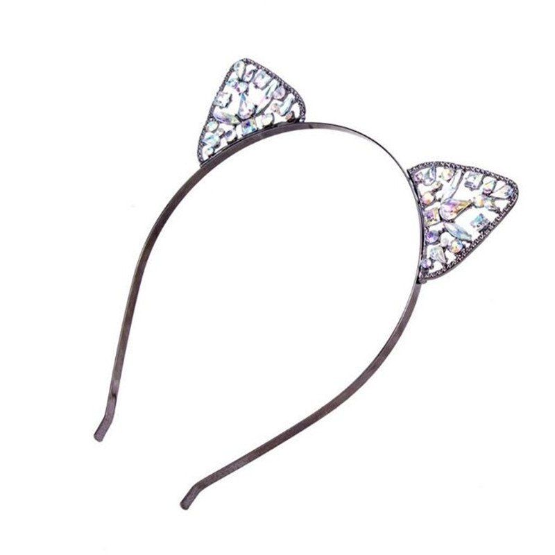 

High Quality Lovely Alloy Diamond Cat Ears Headband, Black