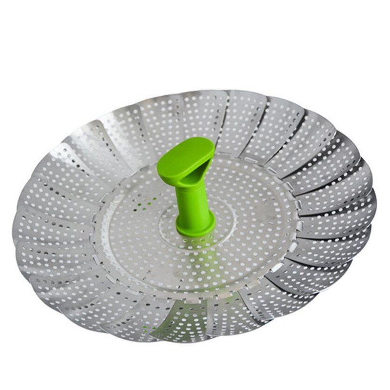 

New Stainless Steel Steaming Basket Folding Mesh Food Vegetable Egg Dish, Silver