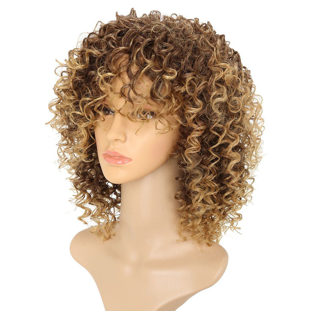 [39% OFF] Women Silver Gray Afro Curly Style Short Hair Synthetic Wig ...