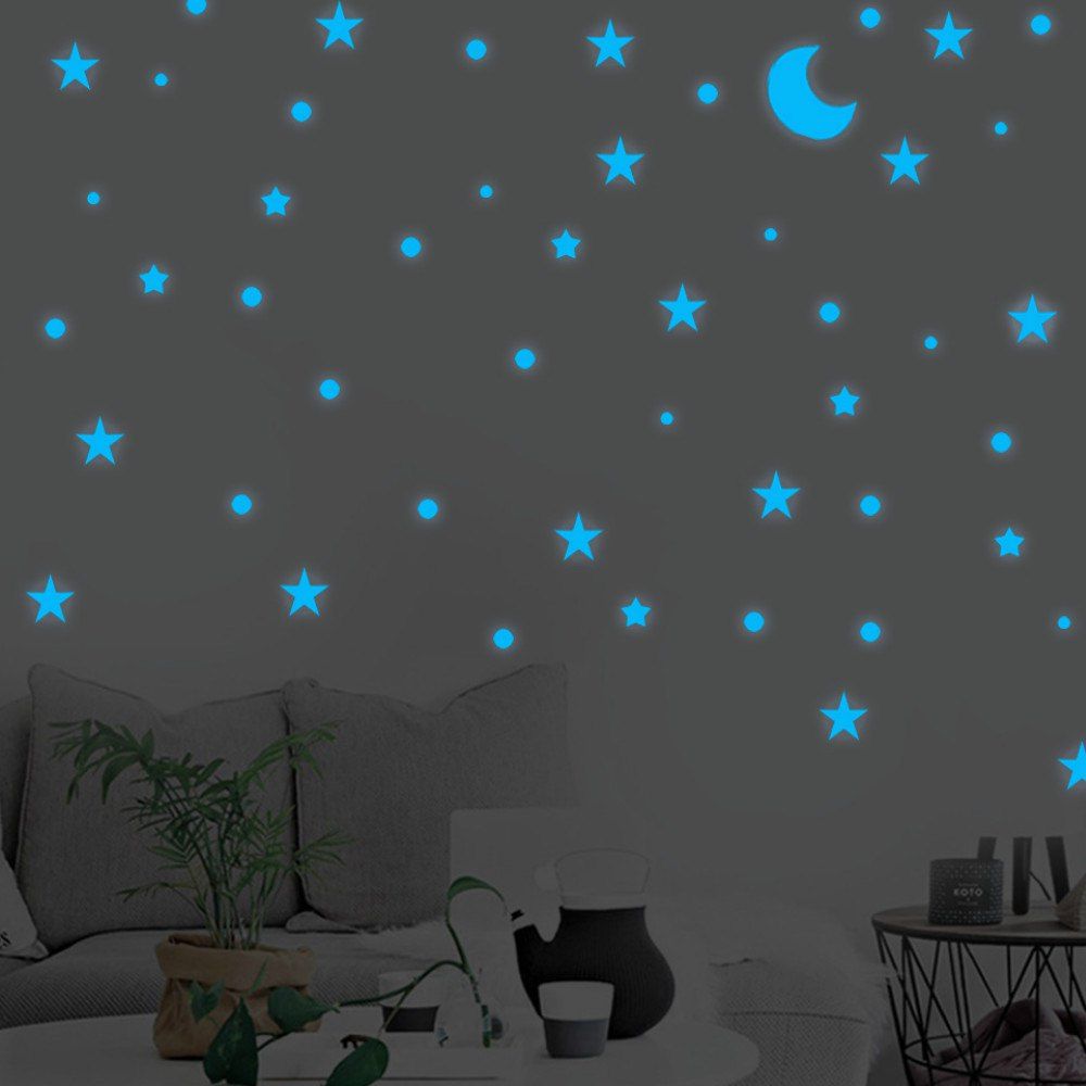 

Blue Luminous Stars Moon Wall Stickers Home Decor, Green yellow