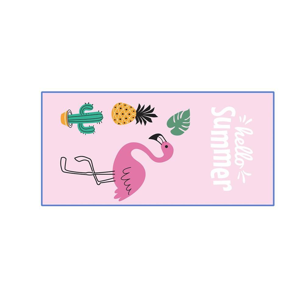 

Cactus Pineapple Flamingo Microfiber Digitally Printed Rectangular Beach Towel, Multi-a