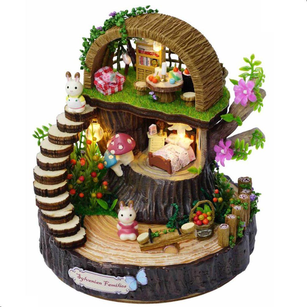 

Fantasy Forest Wooden DIY Dollhouse, Multi-a