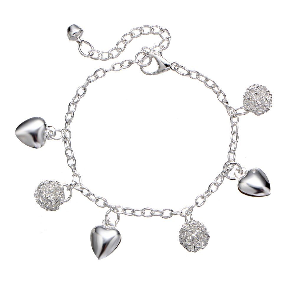 

Fashion Simple Hollow-Out Knitting Heart - Shaped Bracelet, Silver