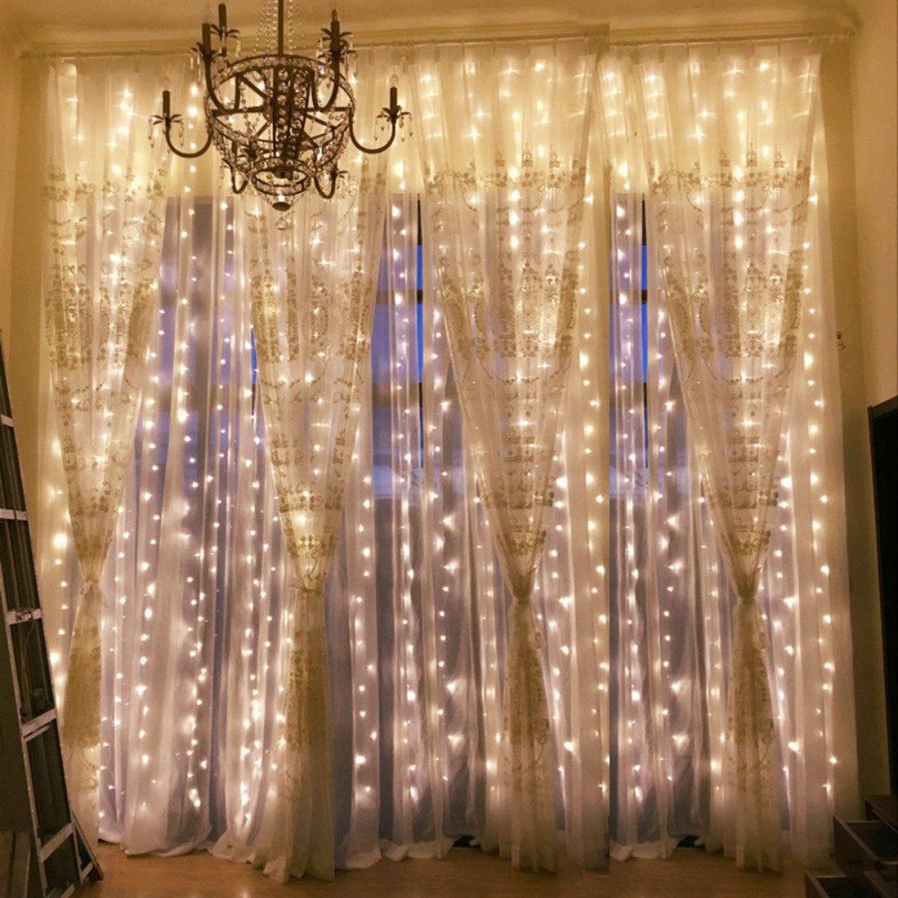 

304LED 9.8FT Window Curtain String Lights for Party Wedding Garden Home, Warm white