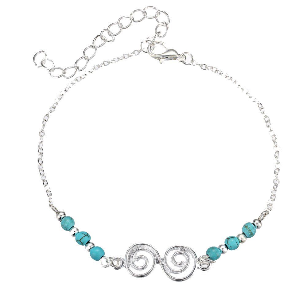 

Bohemian Turquoise Beach Spiral Anklet, Medium turquoise
