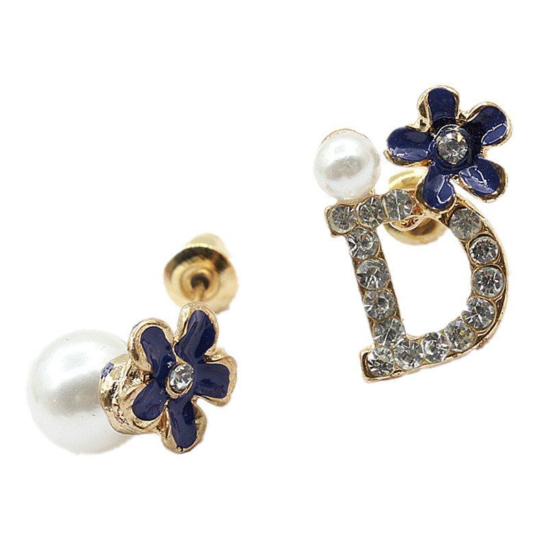 

Daisy D-letter Flower Earrings, Sapphire blue