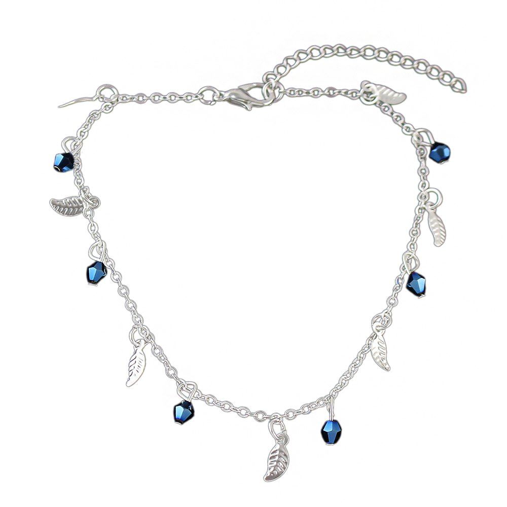 

Minimalism Metal Chain with Leaf Beads Anklets, Silver