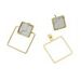 Square Geometric White Marble Earrings -  