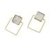 Square Geometric White Marble Earrings -  