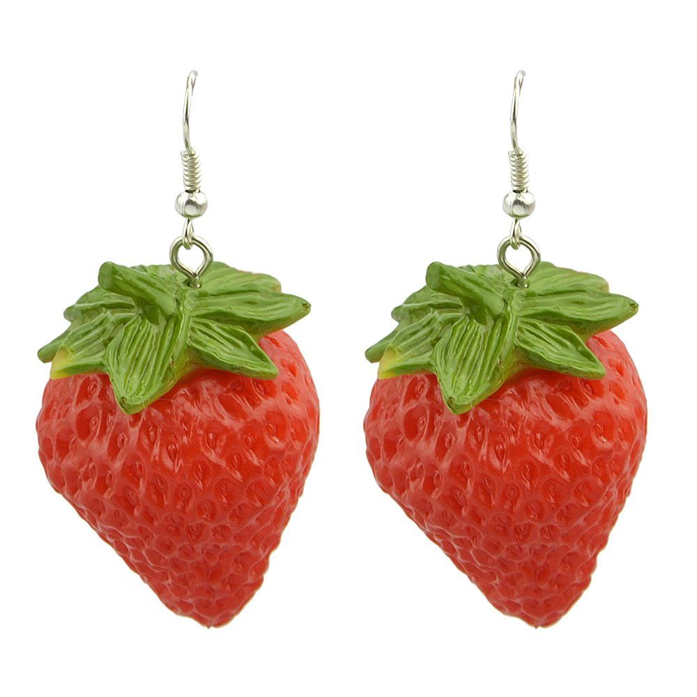 

Sweet Strawberry Drop Earrings, Red