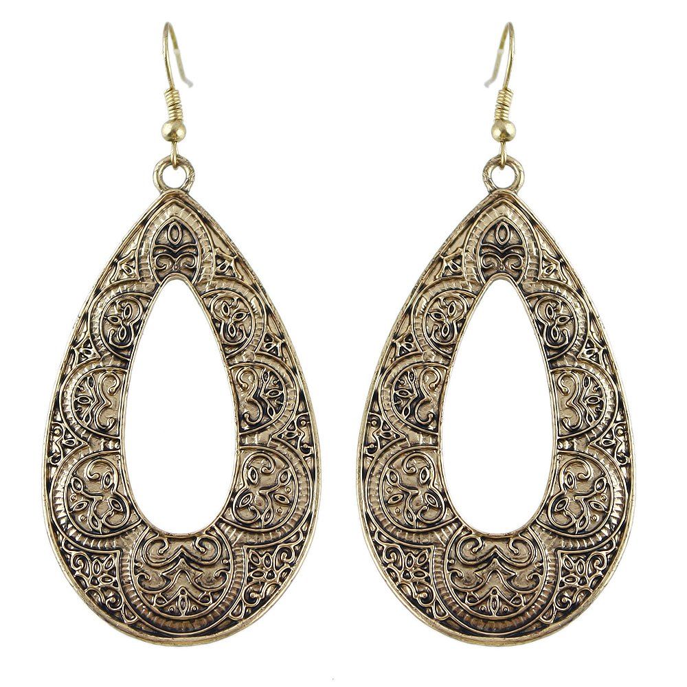 

Punk Ethnic Water Drop Big Hoop Earrings, Gold