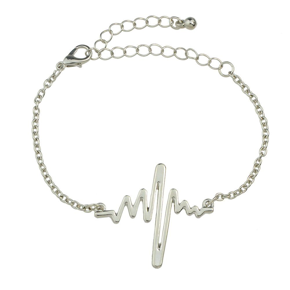 

Minimalist Jewelry Heartbeat Charm Bracelet, Silver