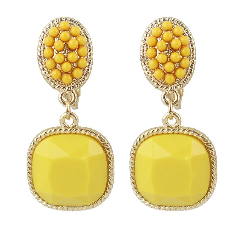 

Fashion Geometric Polychrome Clip Earrings, Yellow