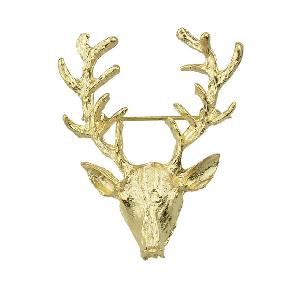 

Metal Deer Head and Horn Shape Brooch, Gold