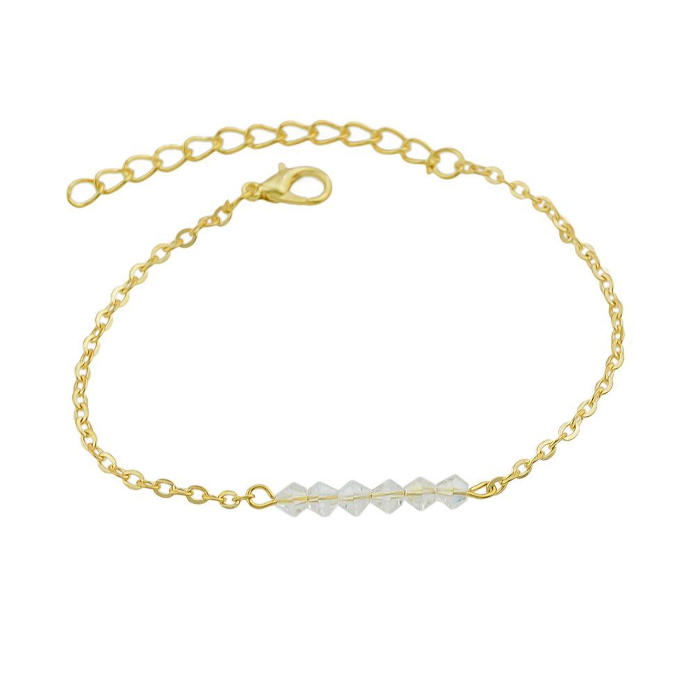 

Gold-color Chain with Beads Geometric Minimalist Anklets, White