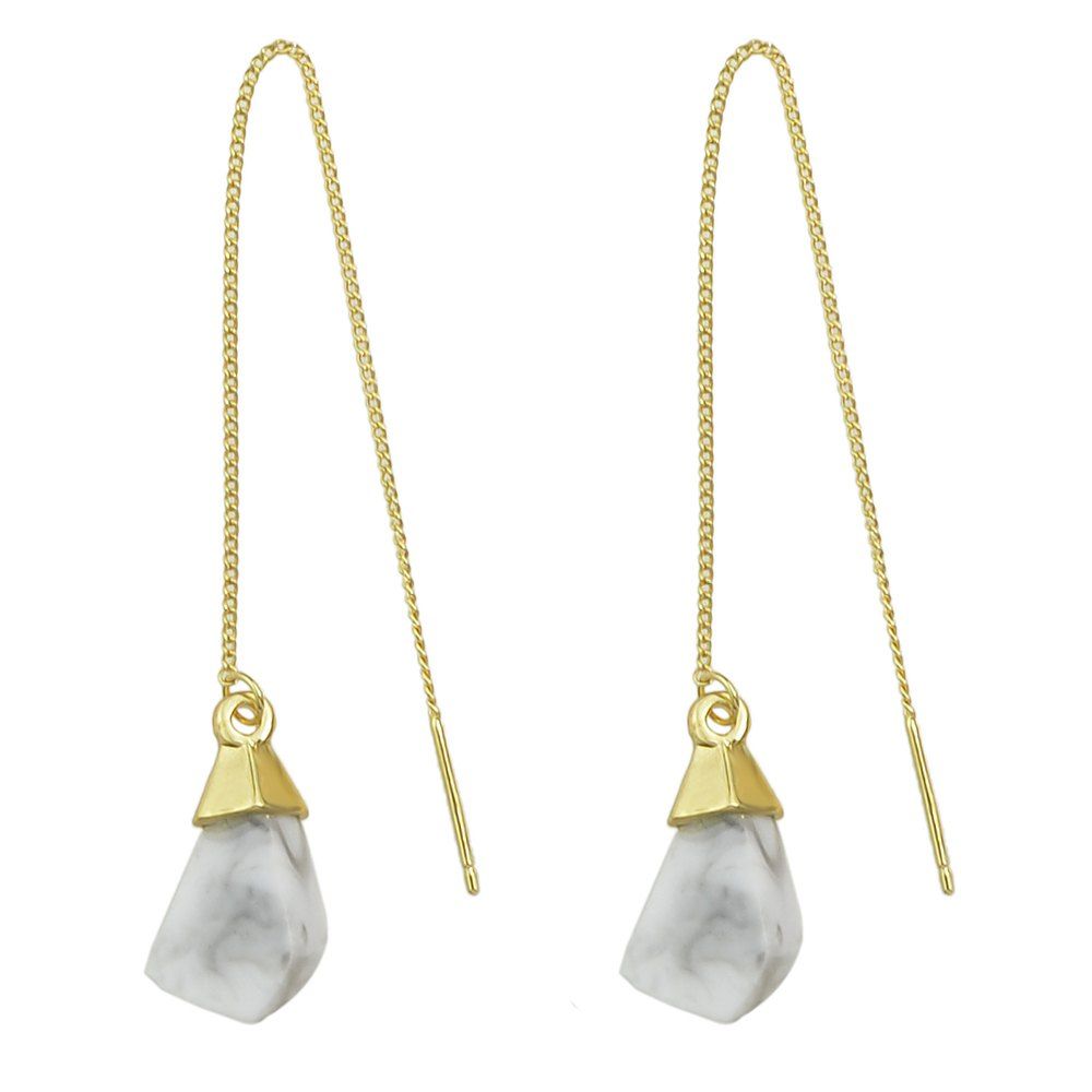 

Stone Geometric Charm Dangle Earrings, White
