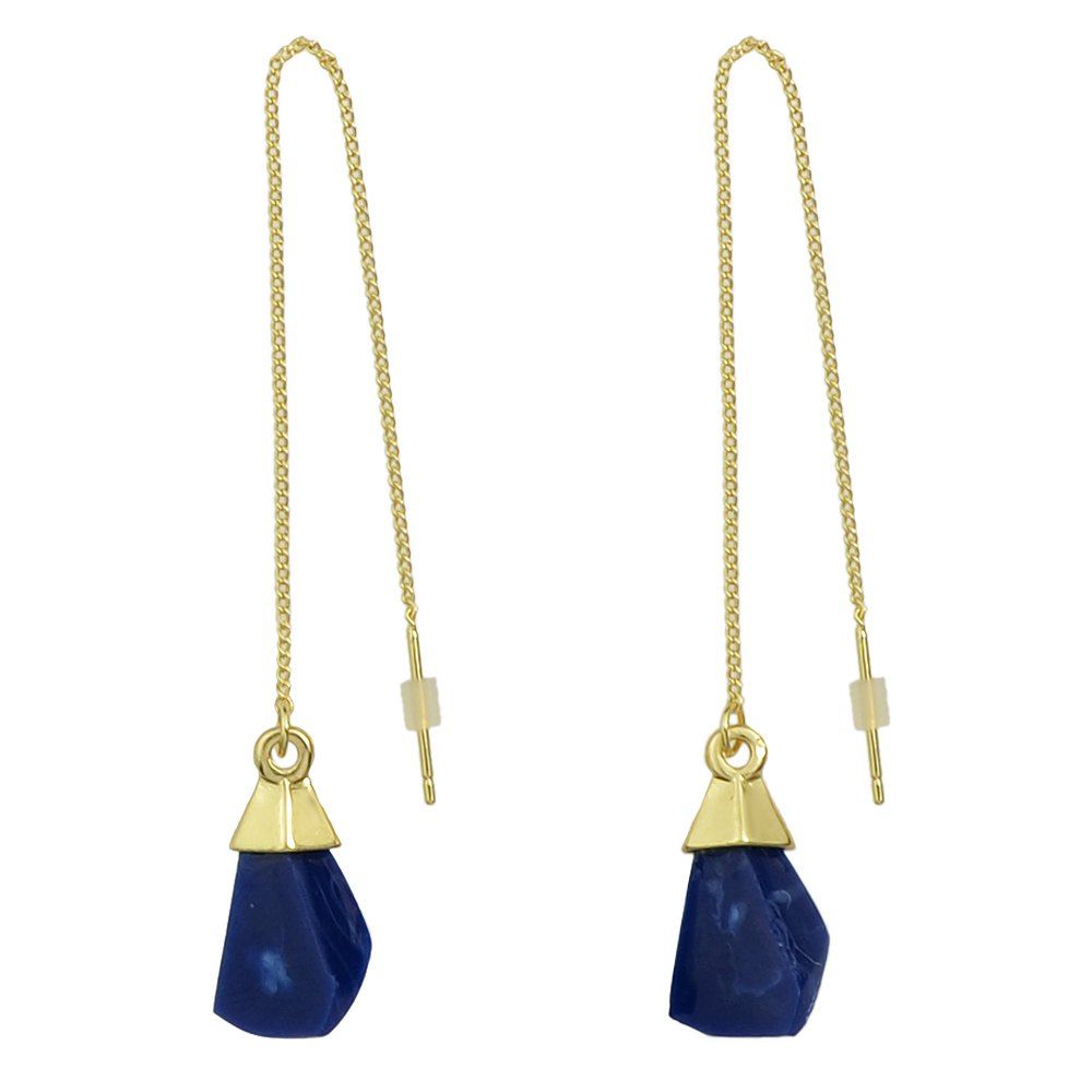 

Stone Geometric Charm Dangle Earrings, Navy blue