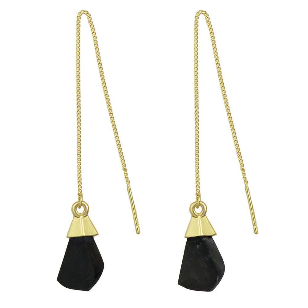 

Stone Geometric Charm Dangle Earrings, Black