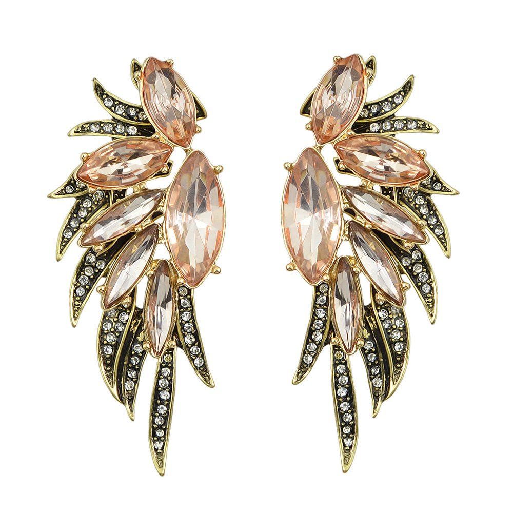 

Rhinestone Geometric Wing Earrings, Gold