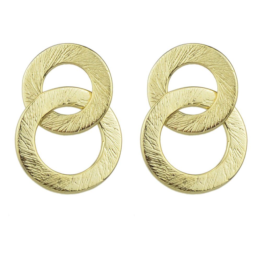 

Punk Rock Style Double Circle Drop Earrings, Gold
