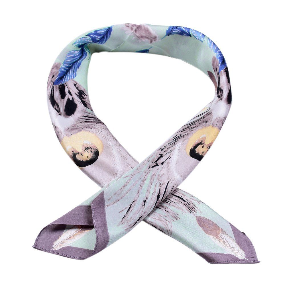 

Women's Fashion Feather Printed Fake Collor Square Scarf, Multi