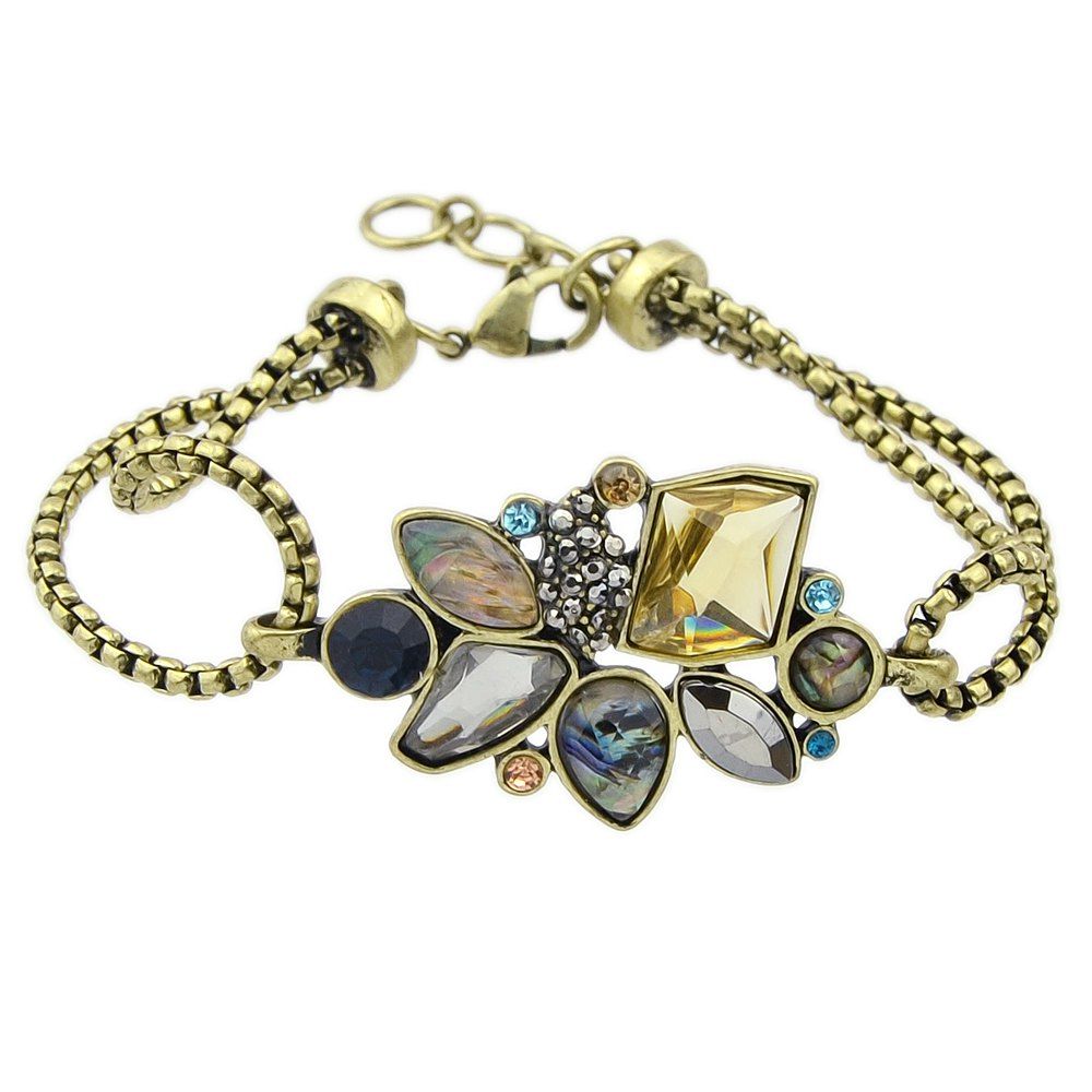 

Gemstone Geometric Flower Bracelet, Gold
