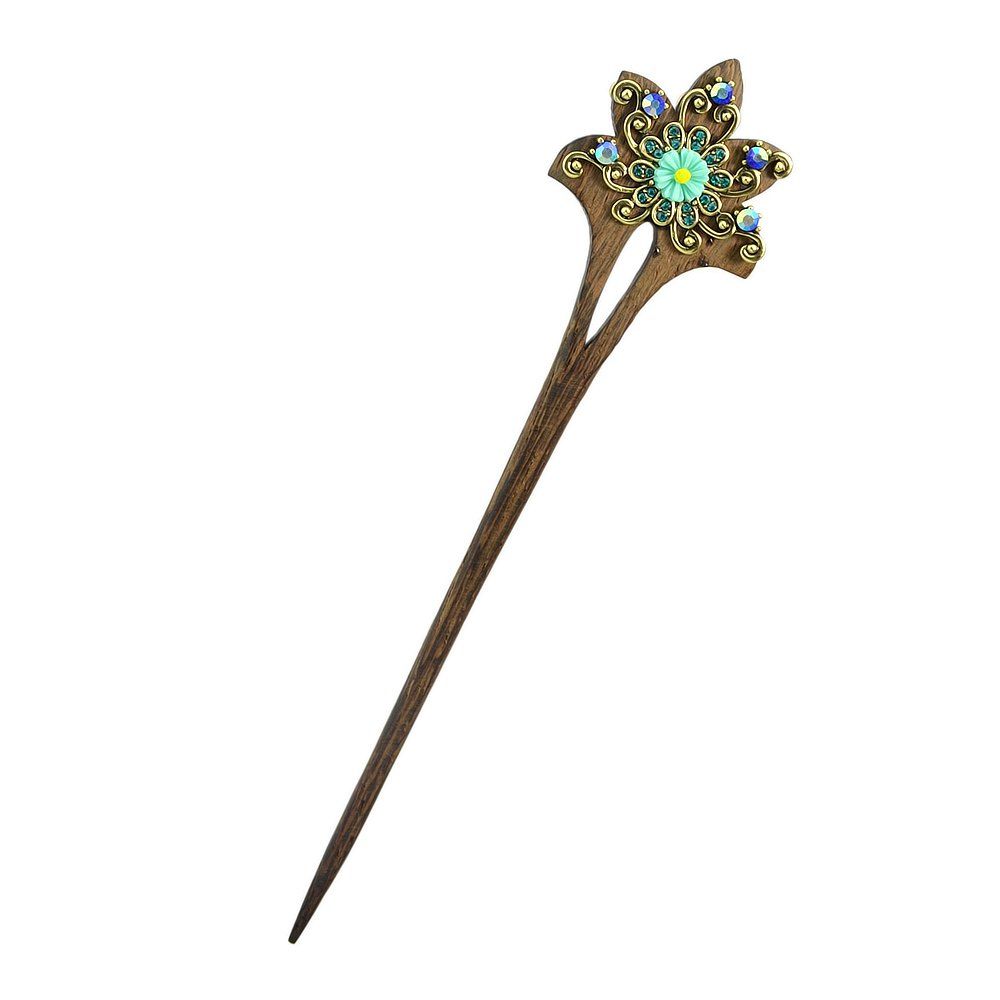 

Colorful Rhinestone Flower Hair Sticks, Multi-a
