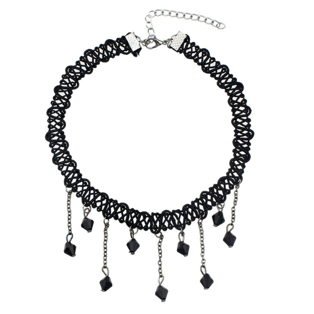 

Black Braided Rope Chain Choker Necklace