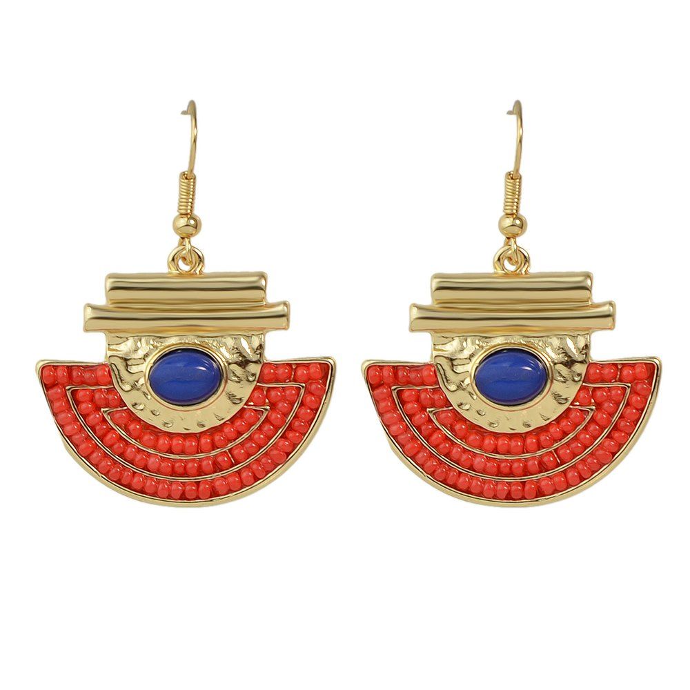 

Ethnic Style Geometric Earrings, Ruby red
