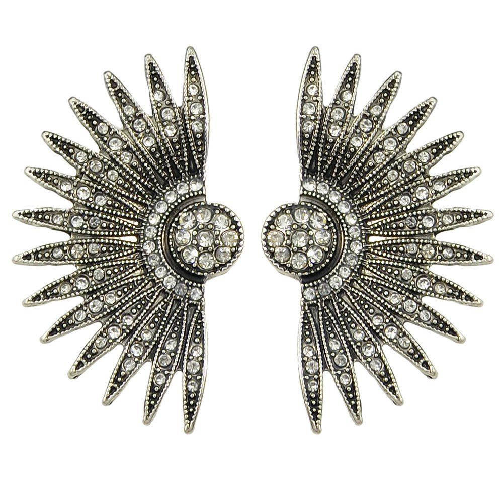 

Rhinestone Spike Sector Earrings for Women, Silver