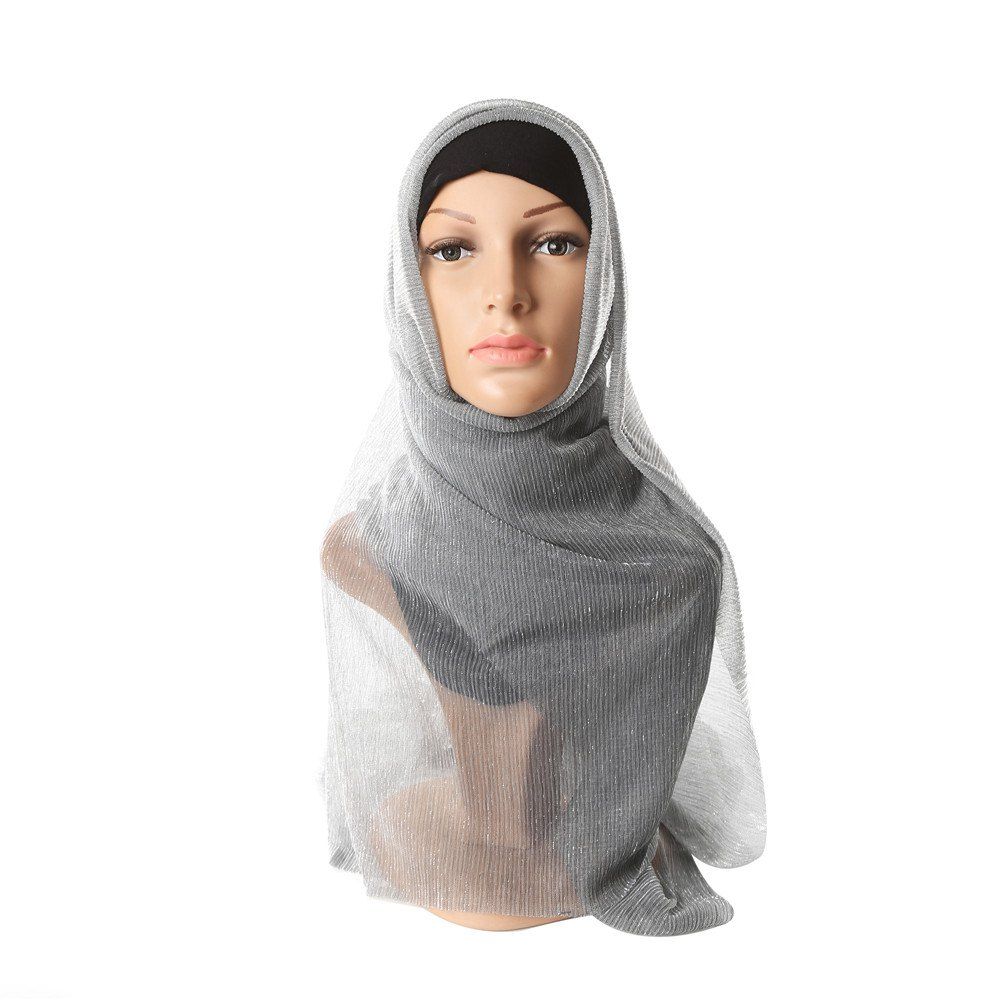 

Solid Color Gold and Silver Silk Headscarf, Ash gray