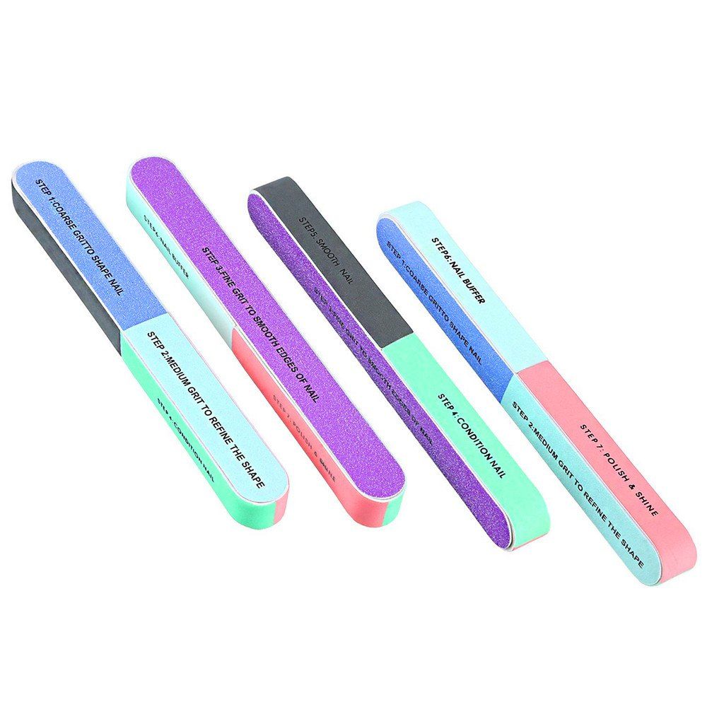 

Nail File and Buffer Cosmetic Manicure 7 Ways 4 Pack, Multi-a