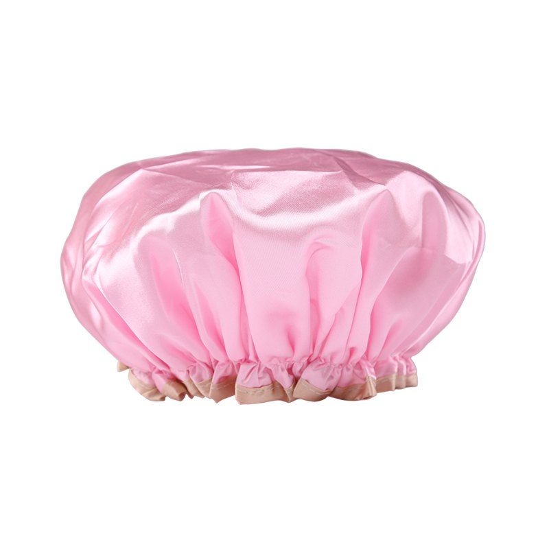 

ZOREYA Double Water Proof Shower Cap, Pink;gray