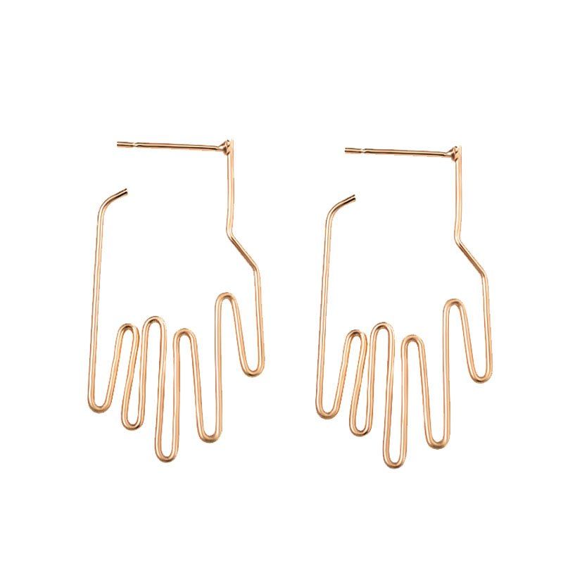 

Creative Personality Simple Fashion Hollow-Out Hand Earrings, Gold