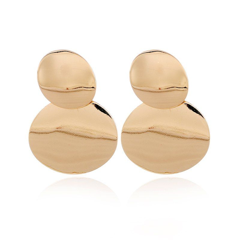 

Popular Wave Wafer Temperament of Double Metal Earrings, Gold