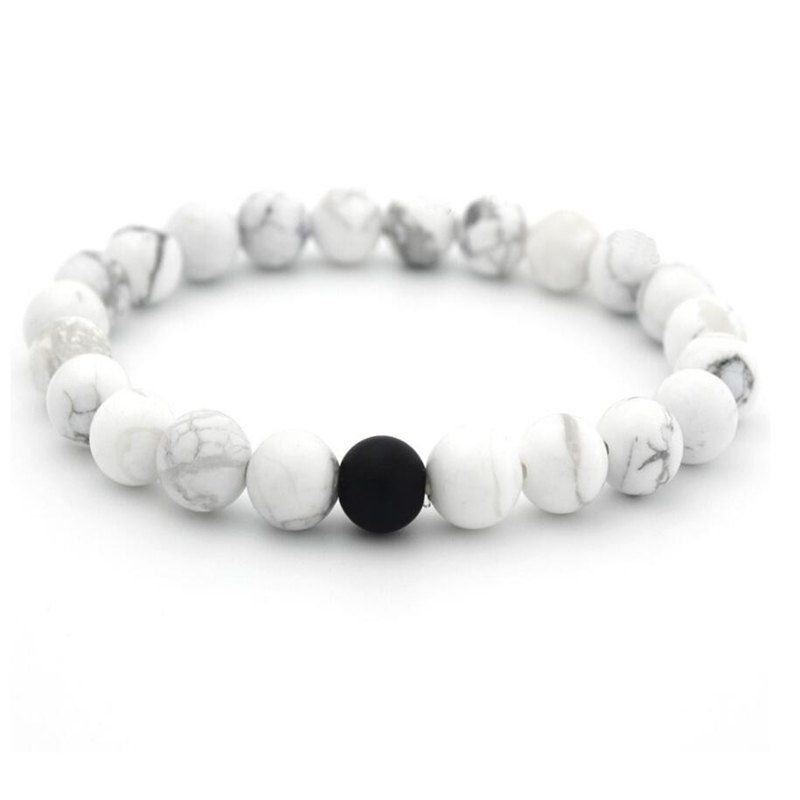 

8MM Matte Black Matte Natural White Couple Bracelet