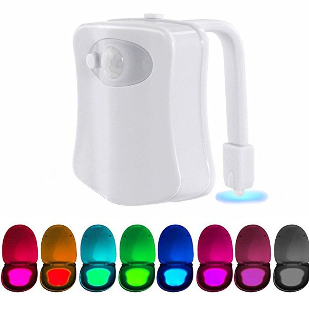 

Toilet Night Light Motion Activated LED 8 Colors Changing Lights for Bathroom, White