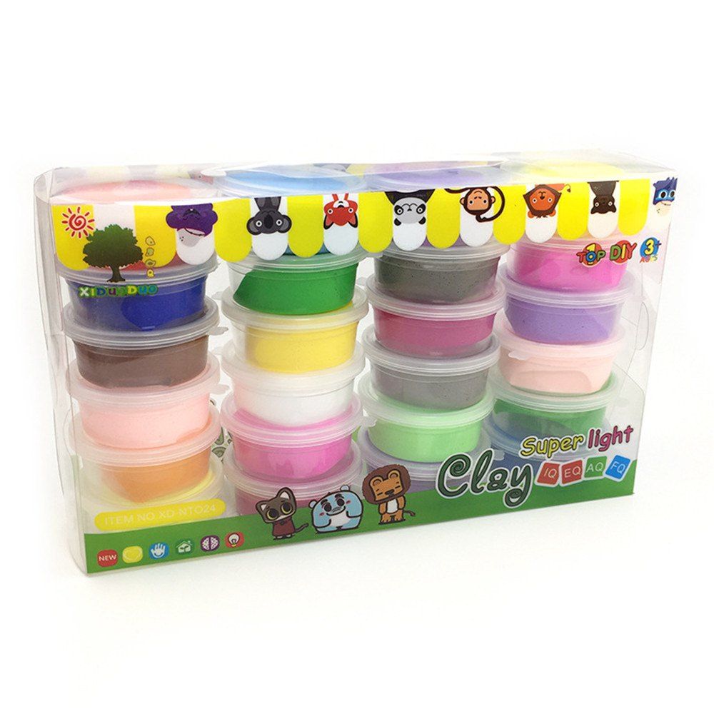 

Air Dry 24 Colors Ultra Light Modeling Clay Dough with Tools, Multi-a