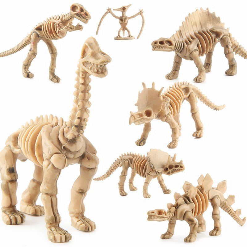 

12PCS Assorted Dinosaur Skeleton Toy Figures Made of Plastic, Peach