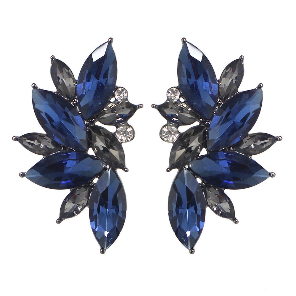 

Colorful Rhinestone Crystal Flower Earrings, Lapis blue
