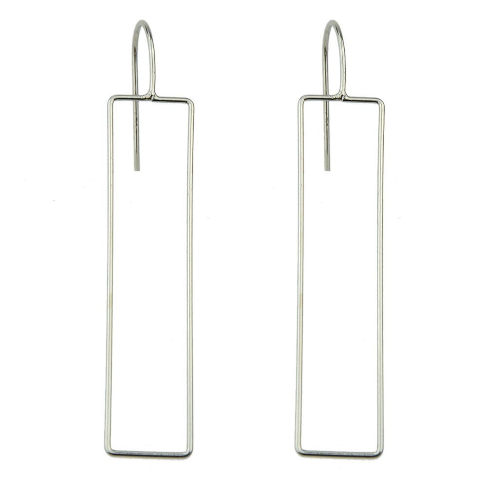 

Simple Geometric Rectangle Dangle Earrings, Silver