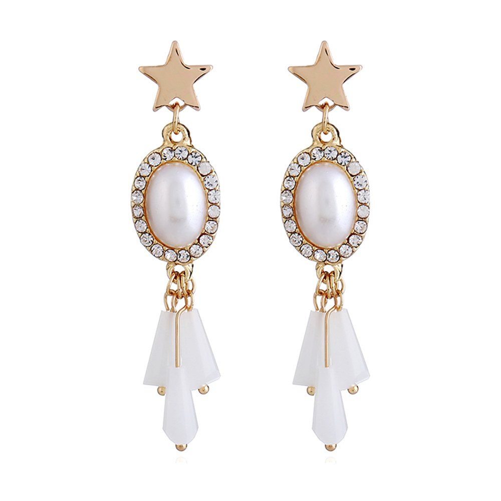 

Fashionable OL Contracted Character Lovely Crystal Pendant Earrings, White